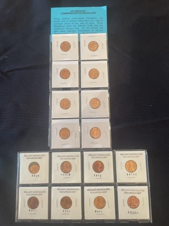 LINCOLN CENT AND COMMEMORATIVE MEDALLIONS