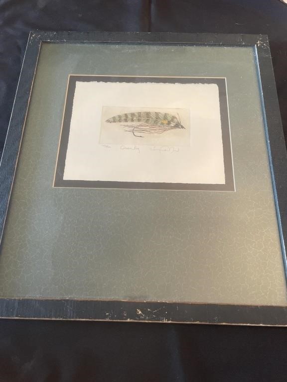 FRAMED FISHING FLY ART SIGNED NUMBERED