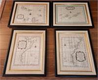 V - 4 PIECES FRAMED VINTAGE MAPS (L63)