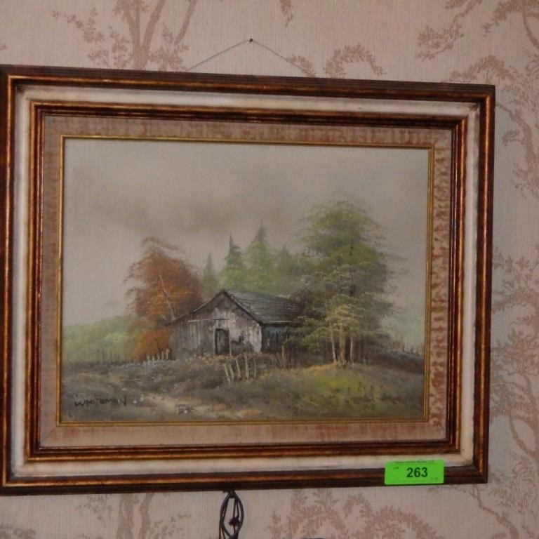PAINTING ON CANVAS SIGNED WHITEMAN- FRAMED 22 x 17