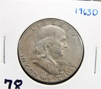 1963 D FRANKLIN HALF DOLLAR COIN