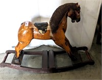 VINTAGE ROCKING HORSE, SHOWS SOME WEAR/DAMAGE