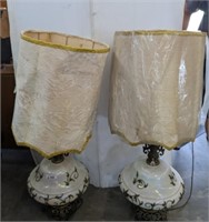 PR BRASS AND GLASS VINTAGE TABLE LAMPS*