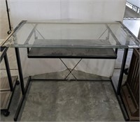 GLASS TOP METAL BASE DESK