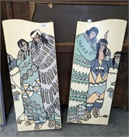 PAINTED SALOON DOORS W/ NATIVE AMERICAN SCENE