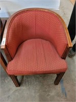 WOOD FRAME BARREL BACK CHAIR