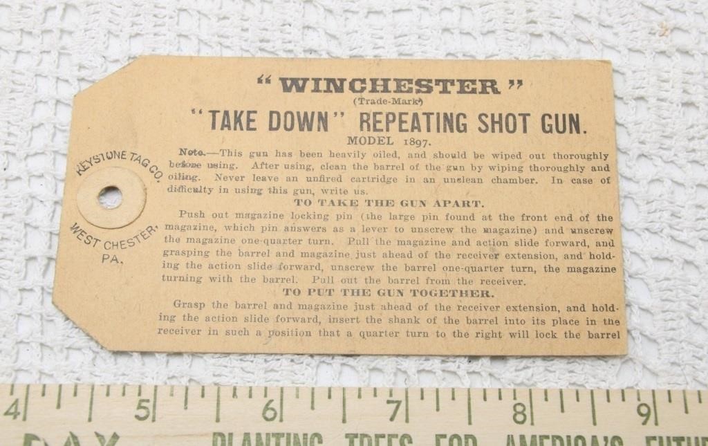 ORIGINAL OLD WINCHESTER GUN HANG TAG