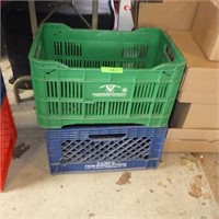 2 LARGE PLASTIC MILK CRATES 19 x 12