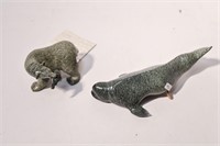 INUIT CARVED BEAR AND WHALE