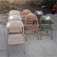 7 METAL FOLDING CHAIRS (NOT ALL MATCHING)