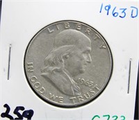 1963 D FRANKLIN HALF DOLLAR COIN