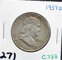 1957 D FRANKLIN HALF DOLLAR COIN