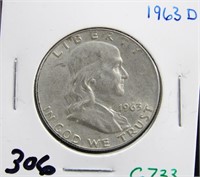 1963 D FRANKLIN HALF DOLLAR COIN