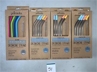 LOT OF 4 PACKS OF REUSABLE DRINKING STRAW SETS