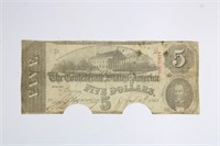 1863 $5.00 CONFEDERATE NOTE