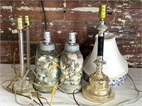 Jar Table Lamps Filled with Seashells, Table