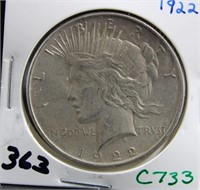 1922 PEACE DOLLAR COIN