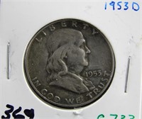 1953 D FRANKLIN HALF DOLLAR COIN