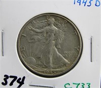 1945 D WALKING LIBERTY HALF DOLLAR COIN