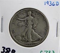 1936 D WALKING LIBERTY HALF DOLLAR COIN