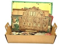 Vintage Paper/Cardboard Barn and Farm Set with