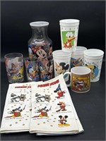 Mickey Mouse Carafe, Glass Cups, Plastic Cups,