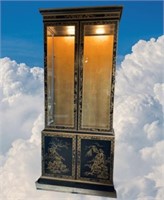 Chinese Black Lacquer Cabinet, 36" x 80" x 15"D