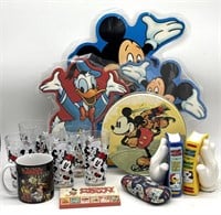 Mickey Mouse Ceramic Book Ends 6.25”, Glass Cups,