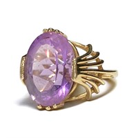 10K YELLOW GOLD AMETHYST WOMENS RING SIZE 7