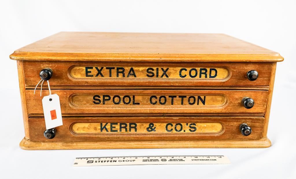 Antique 3 Drawer Kerr & Co.'s Spool Cabinet