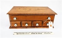 Oak Primitive 3 Drawer Spool Cabinet