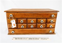 Oak Primitive 12 Drawer Spool Cabinet