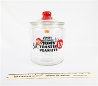 10 Cent Tom's Toasted Peanuts Glass Jar w/Lid