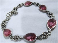 BRIGHTON STERLING & PINK STONE BRACELET