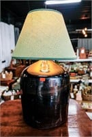 Brown Crock Jug Electrified Lamp