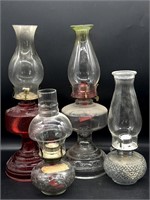 Glass Oil Lamps 18.5” Tall and Smaller