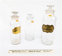 Set of 3 Drug Store Bottles (2 w/Paper Label)