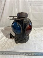 Vintage railroad lantern, one lens cracked
