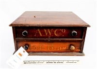 Antique A.W.C. Co. 2 Drawer Spool Cabinet