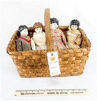 Basket of 4 China Dolls