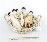Basket of 6 China Dolls