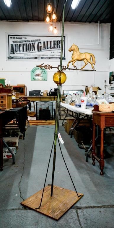 Antique Weather Vane with Amber Insulator and