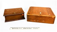 Oak Antique Document Box w/Porcelain Pull and