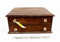 Walnut Roll Braid A.W. Co. 2 Drawer Spool Cabinet