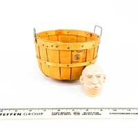 Basket with (3) Old Man Plastic Heads
