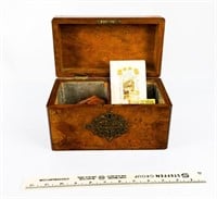 Wooden Document Box with Doll Size Leather