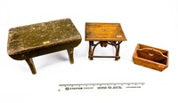 Wooden Doll Bench, Doll Table and Child's Size