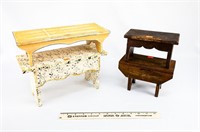 (4) Doll Size Wooden Tables and Bench