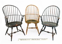 (3) Doll Size Wooden Windsor Style Chairs