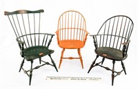 (3) Doll Size Wooden Windsor Style Chairs